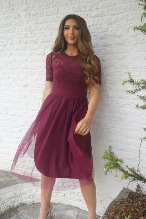 Double Second Lace Dress With Tulle Skirt