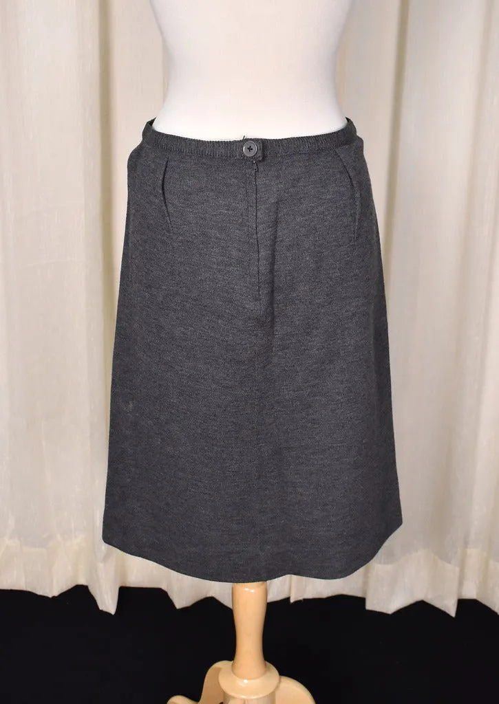 1950s Gray & Brown Skirt Set