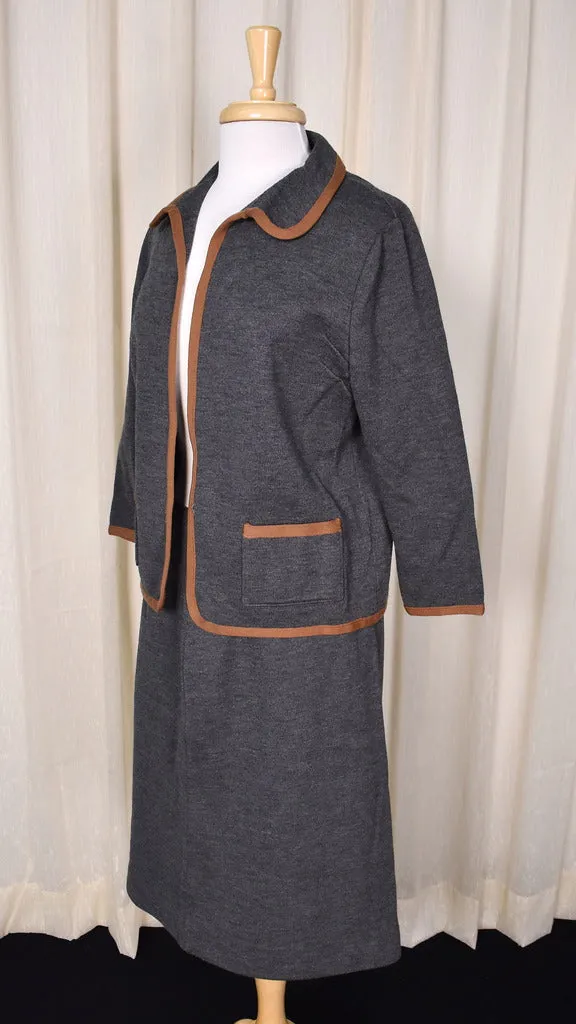 1950s Gray & Brown Skirt Set