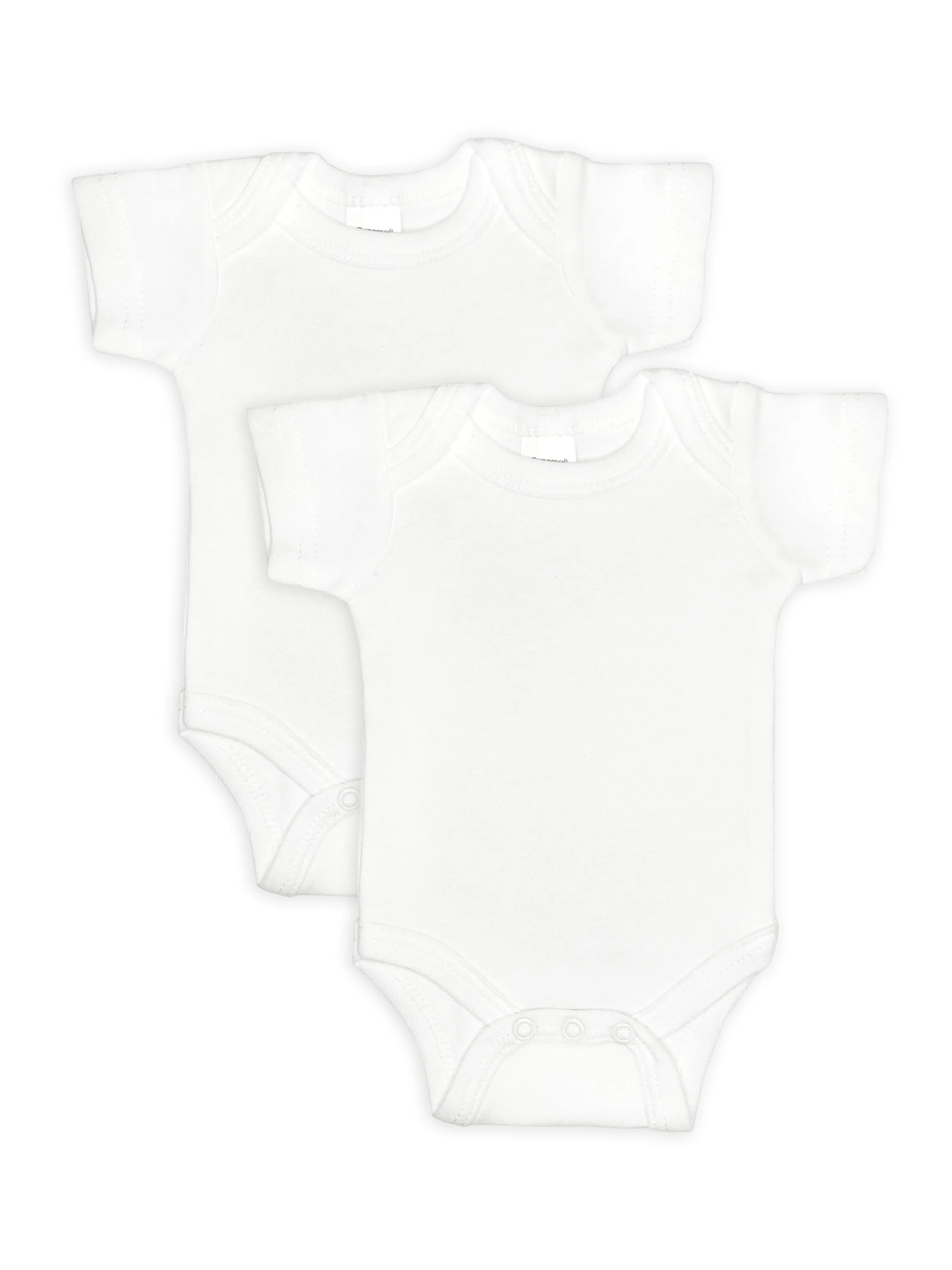 2 Pack - 100% Cotton White Short Sleeved Bodysuits