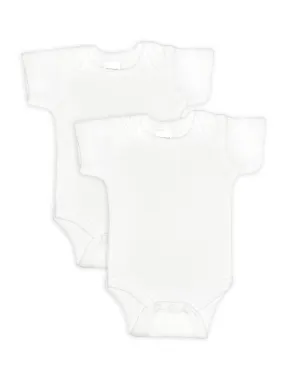 2 Pack - 100% Cotton White Short Sleeved Bodysuits