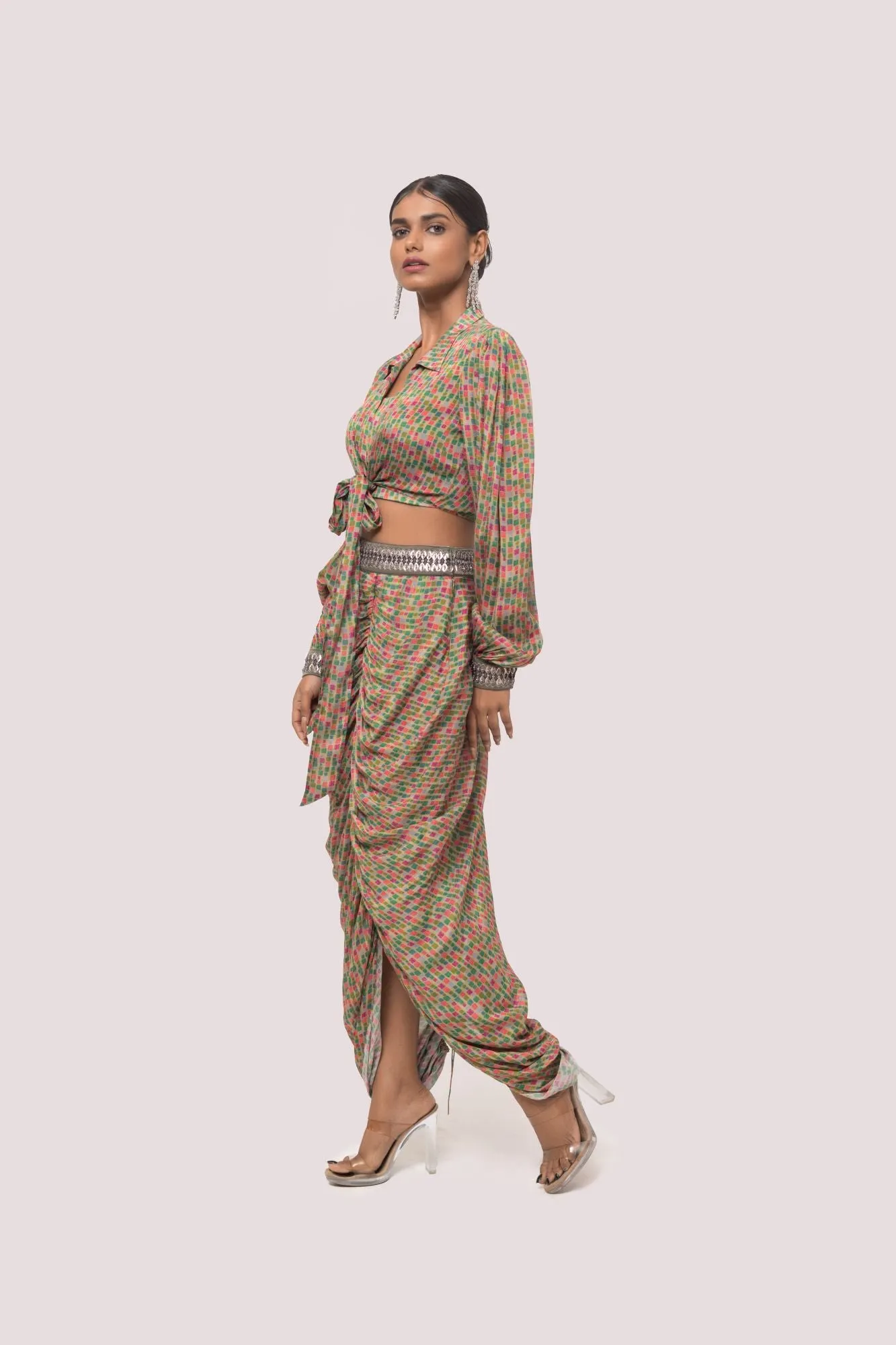 50Z954-RO Multicolor Printed Floral Skirt Set