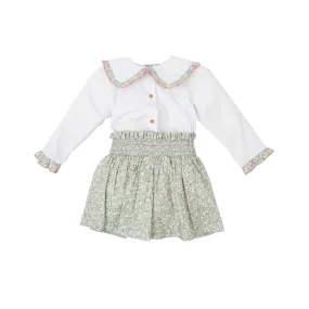 Babidu Cotton Woven Girls Two-Piece Skirt Set