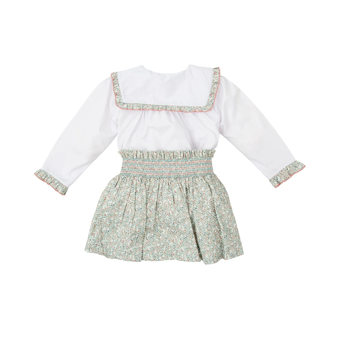 Babidu Cotton Woven Girls Two-Piece Skirt Set