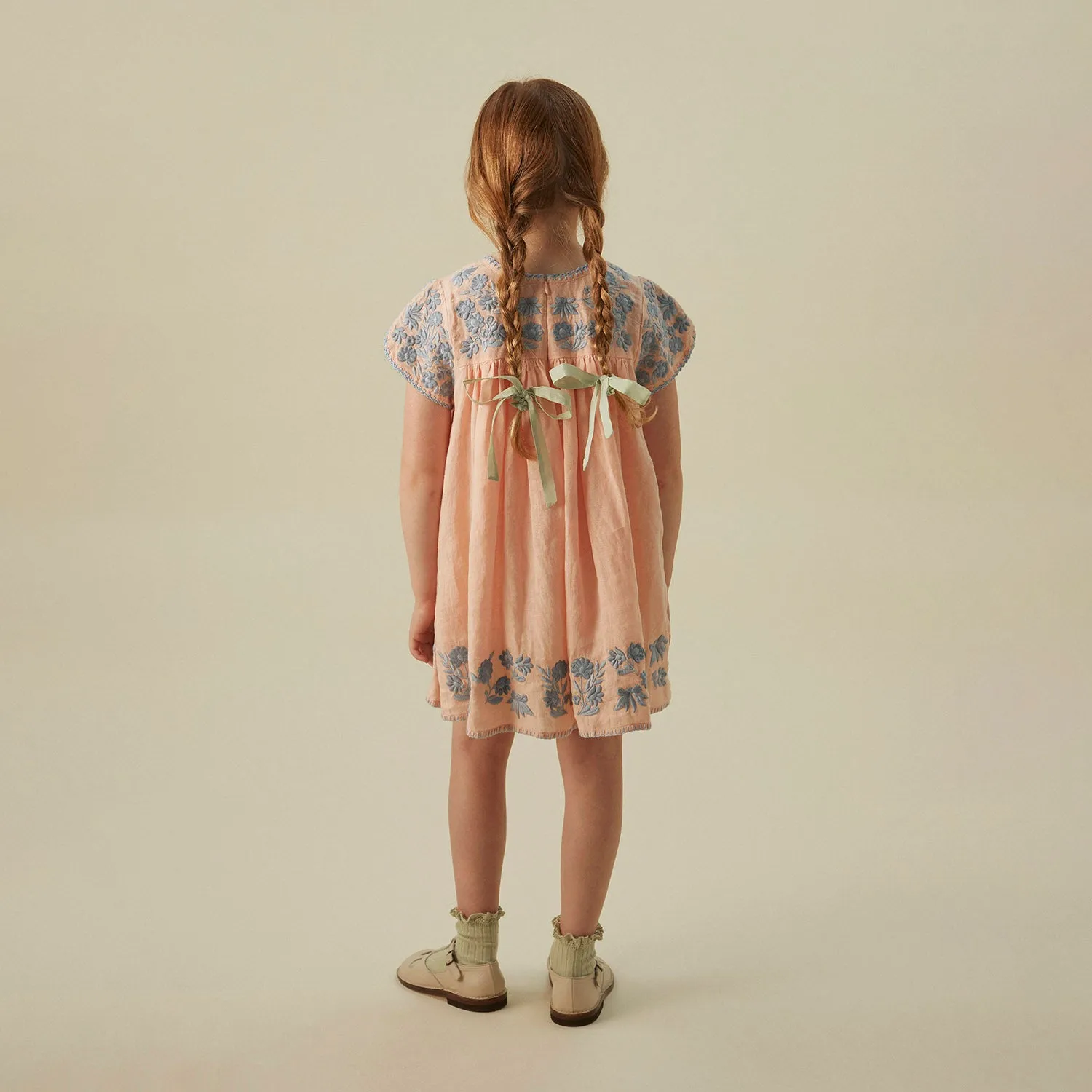 Baby & Kids Linen Stevie Dress - Pale Rose