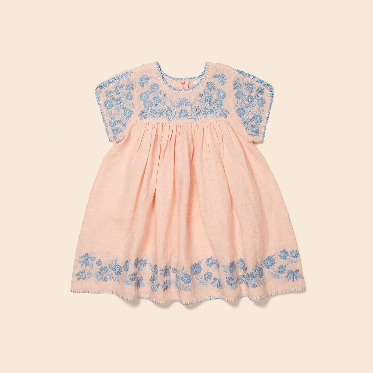 Baby & Kids Linen Stevie Dress - Pale Rose