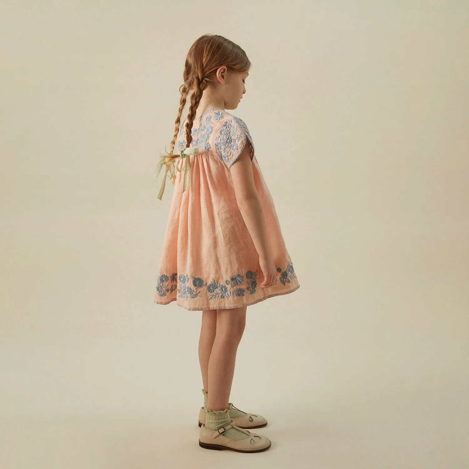 Baby & Kids Linen Stevie Dress - Pale Rose