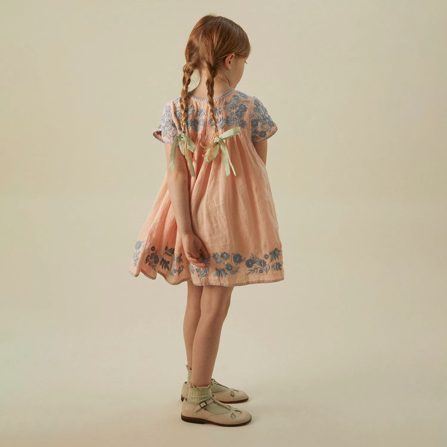 Baby & Kids Linen Stevie Dress - Pale Rose