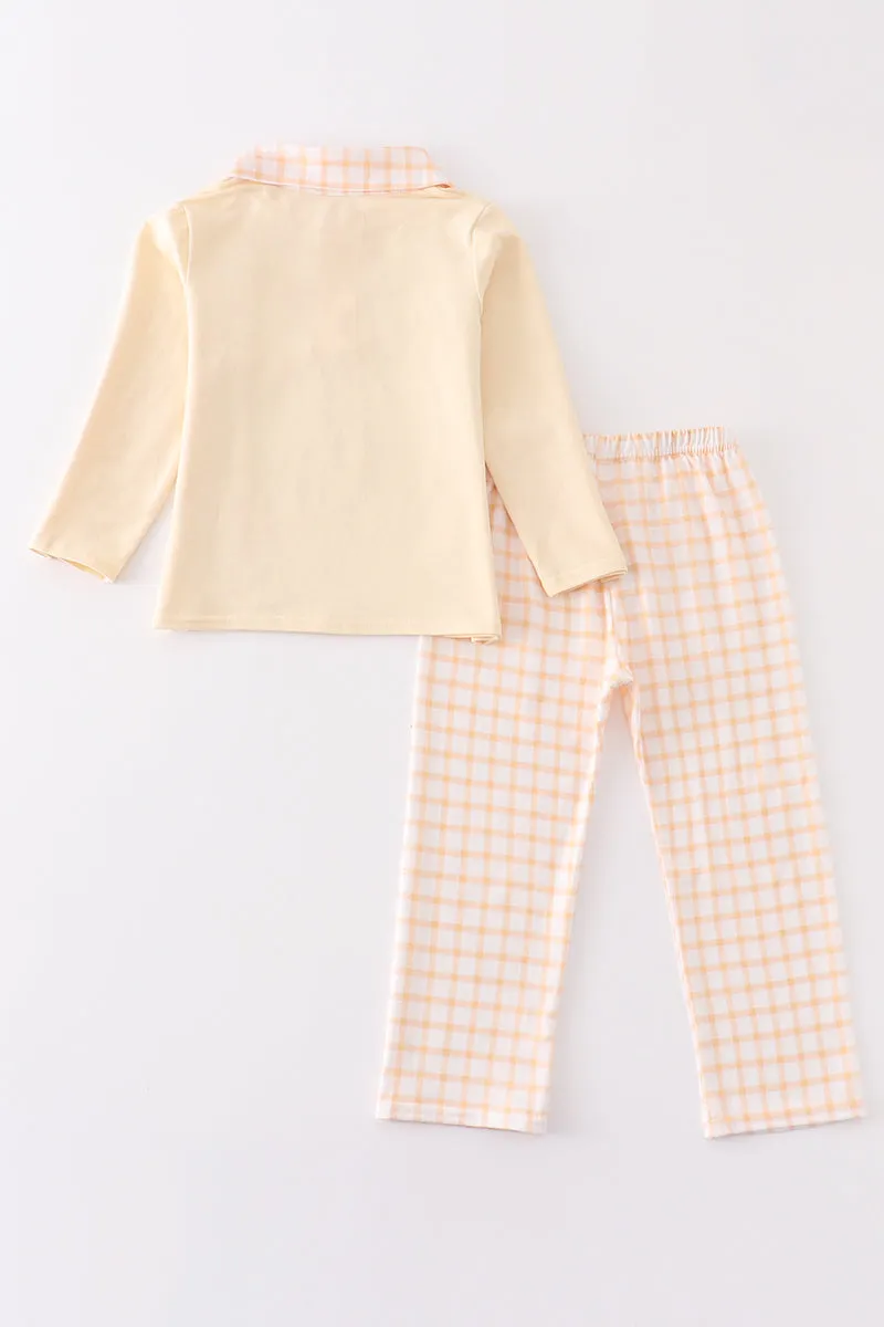 Beige plaid boy set