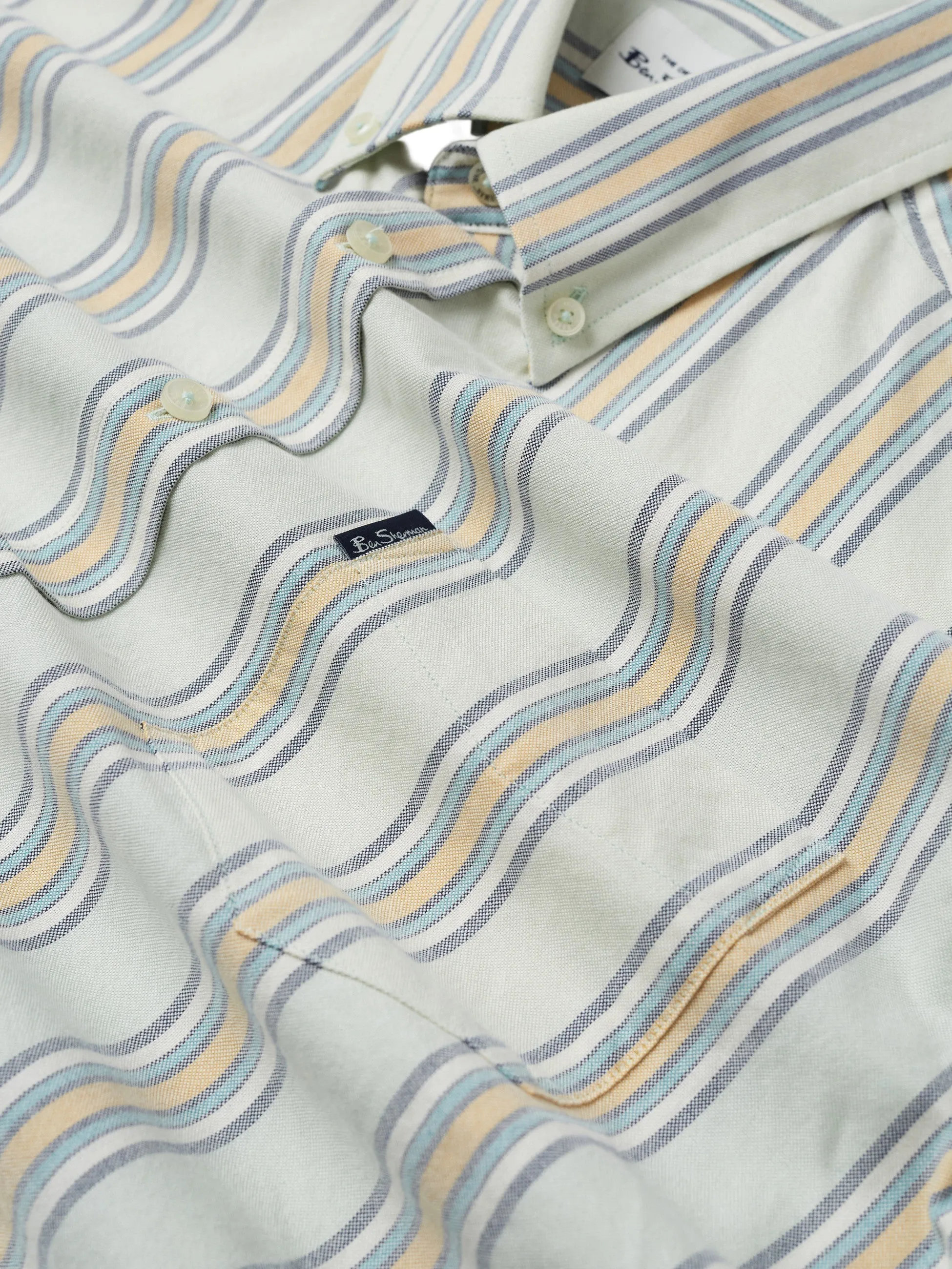 Ben Sherman Mens Block Stripe Oxford Shirt - Short Sleeved