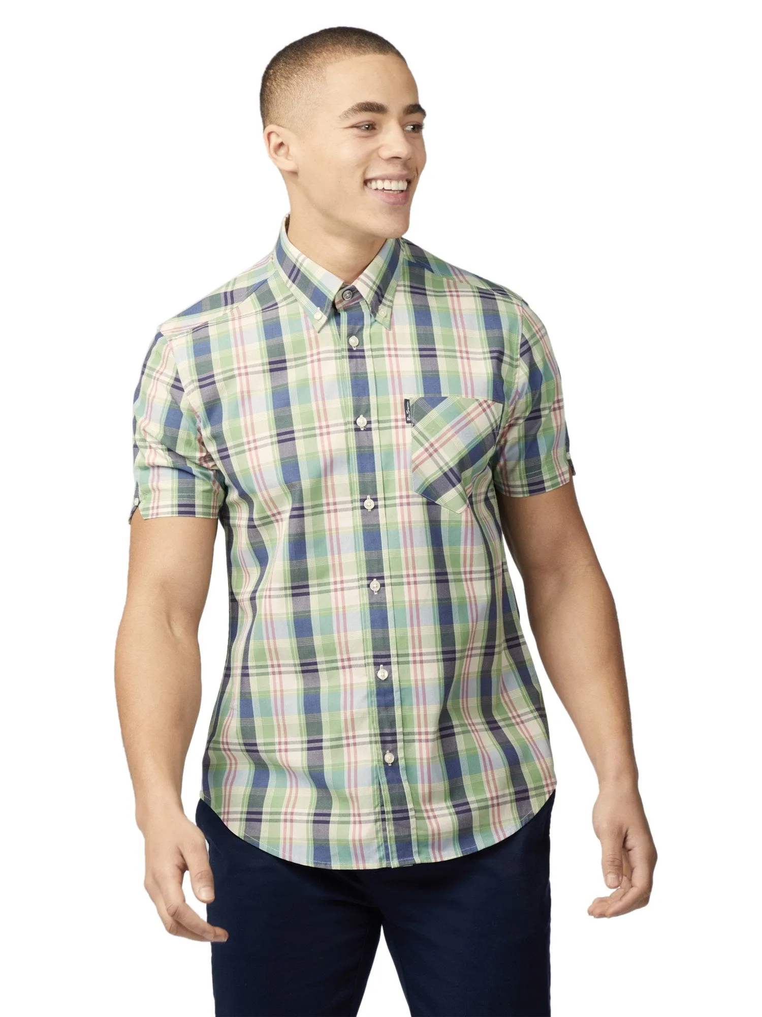 Ben Sherman Mens Gingham OverCheck Shirt Short Sleeved