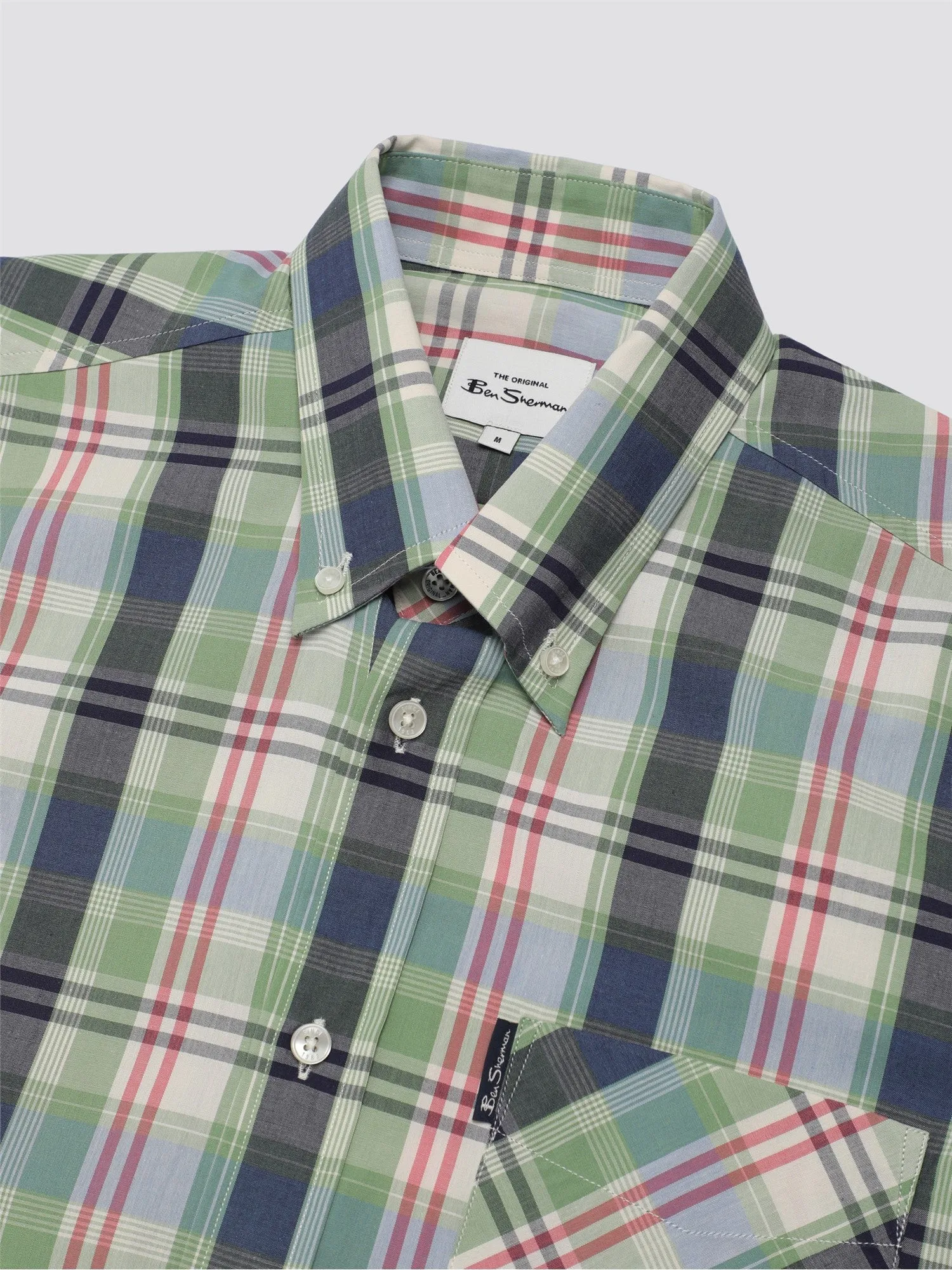 Ben Sherman Mens Gingham OverCheck Shirt Short Sleeved