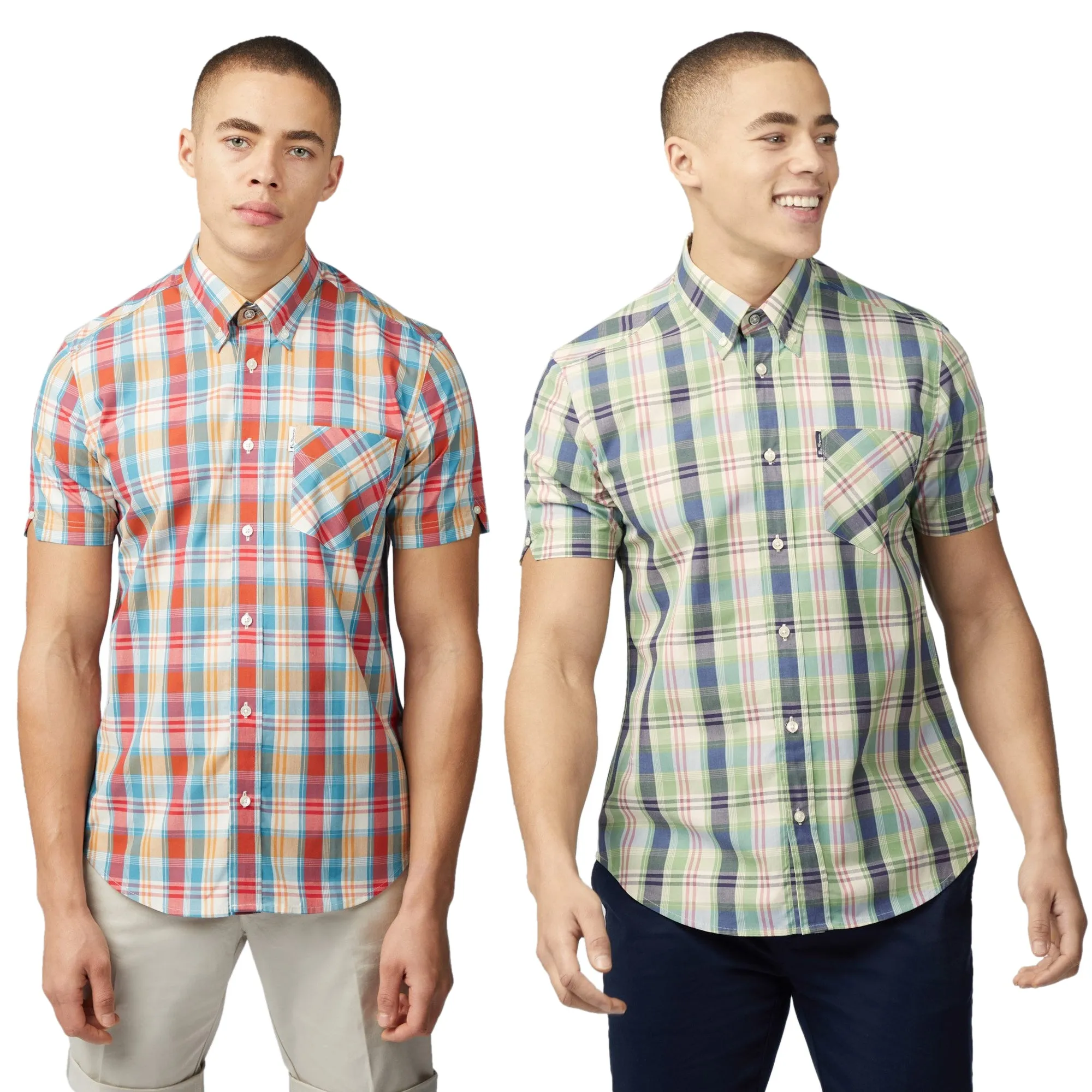 Ben Sherman Mens Gingham OverCheck Shirt Short Sleeved