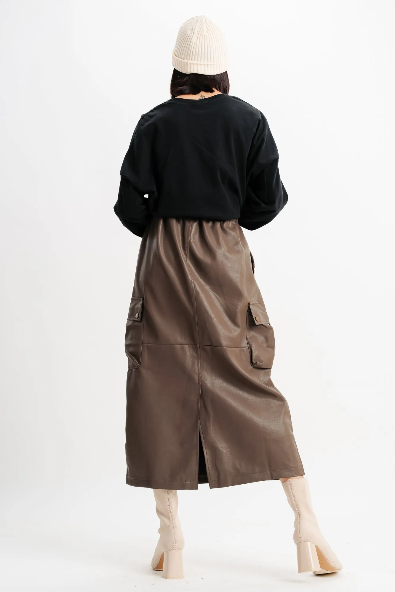 Brown Cargo Pocket Skirt