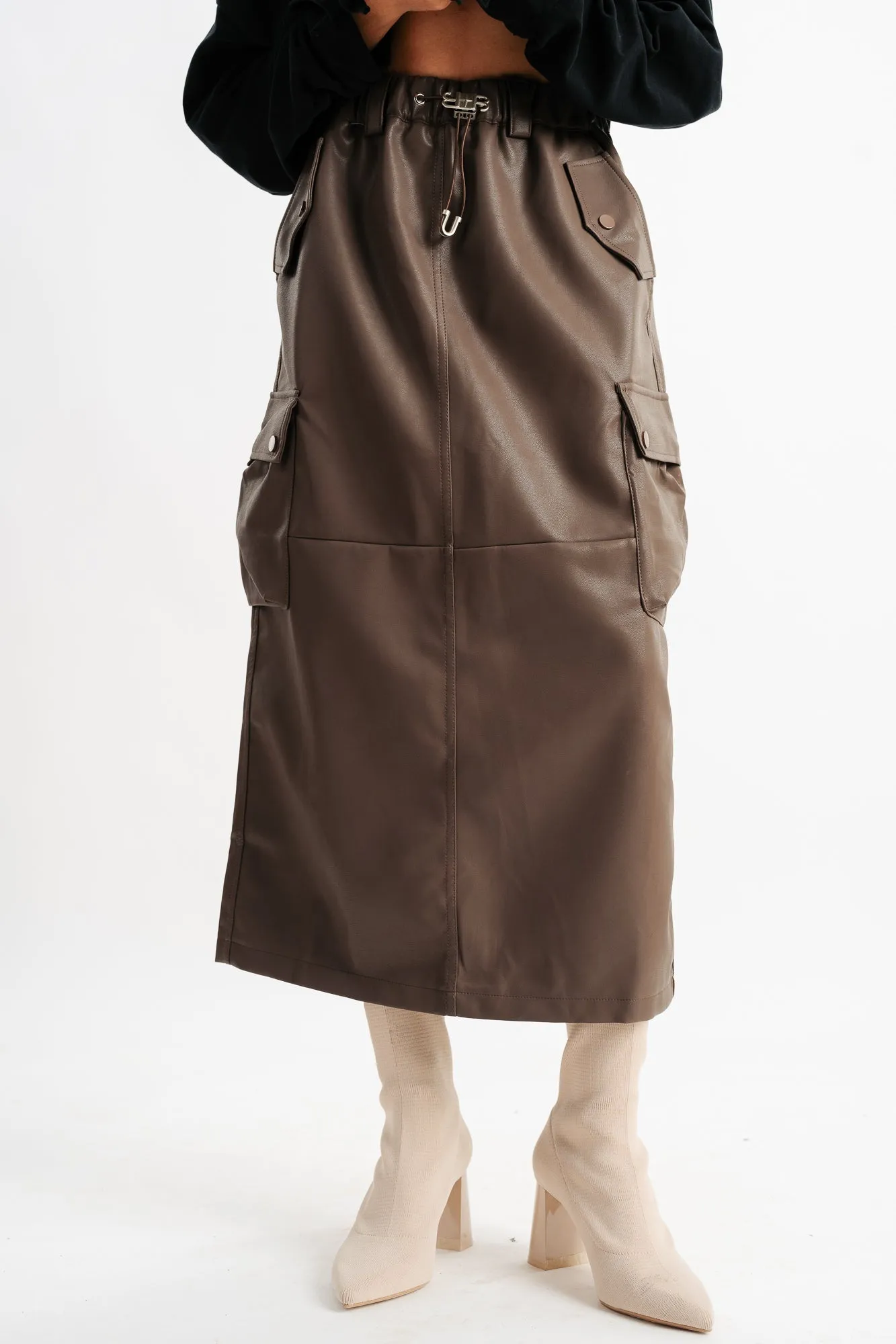 Brown Cargo Pocket Skirt