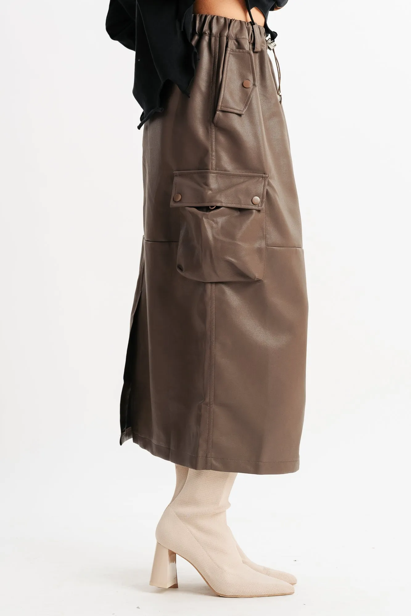 Brown Cargo Pocket Skirt