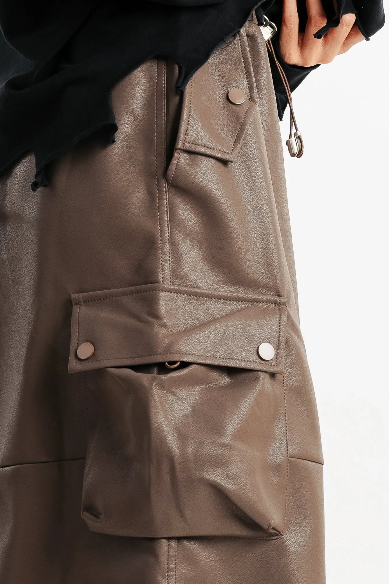 Brown Cargo Pocket Skirt