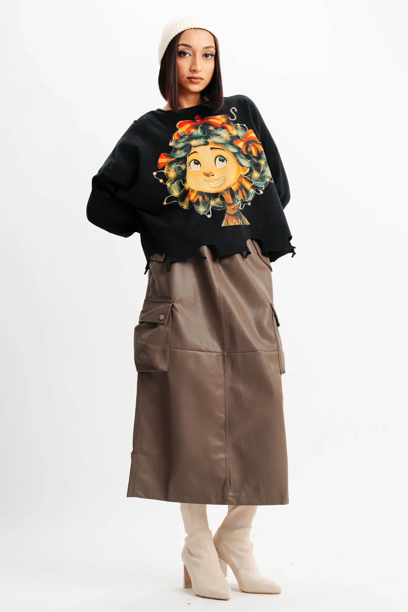 Brown Cargo Pocket Skirt