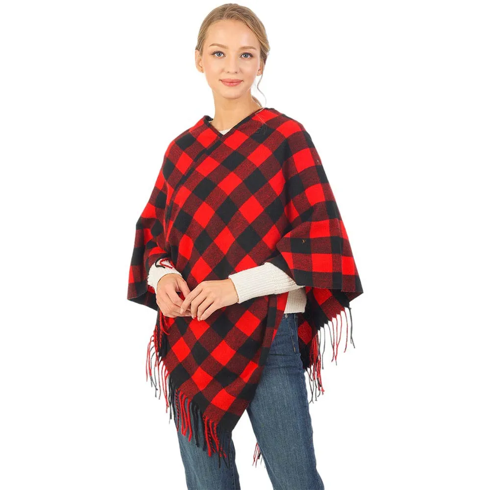 Buffalo Plaid Pattern Soft Poncho