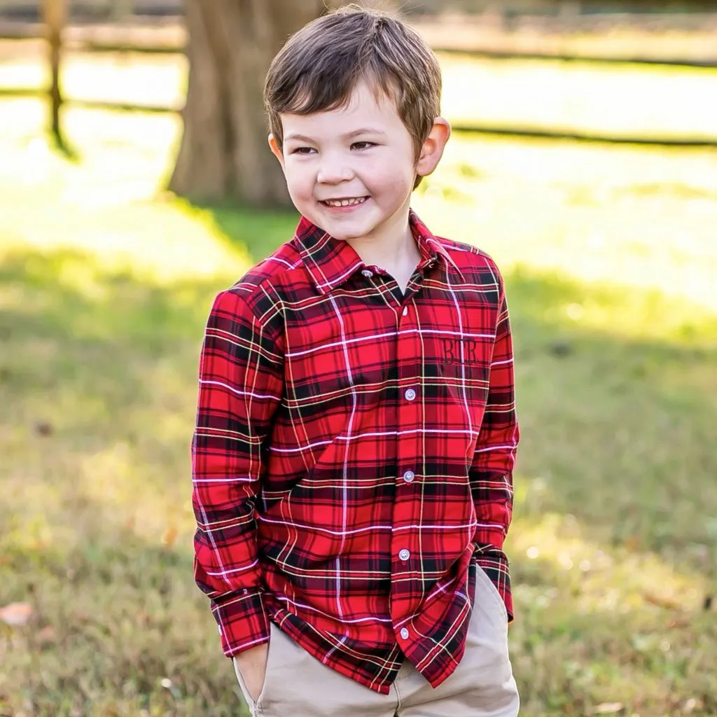 Deck the Halls Plaid Button Up Shirt