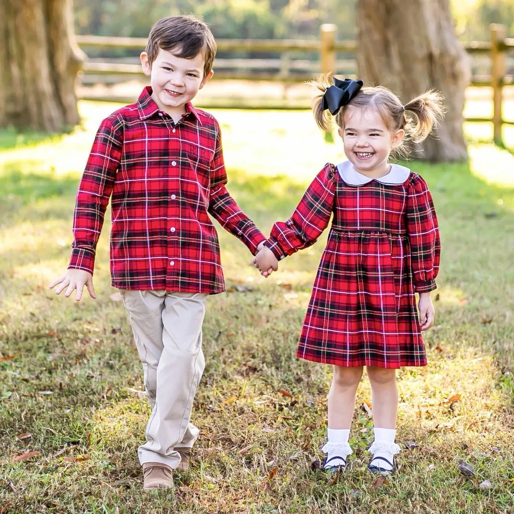 Deck the Halls Plaid Button Up Shirt