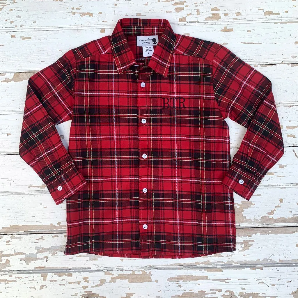 Deck the Halls Plaid Button Up Shirt