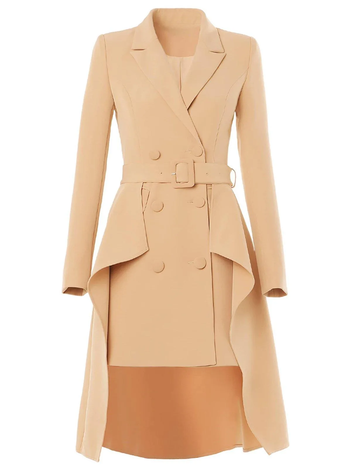 Double-Breasted Belted Jacket & Skirt Two-piece Set