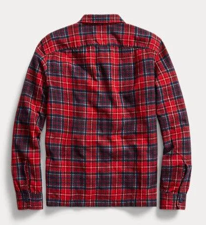 Double RL - Plaid Brushed Camp Workshirt - Red