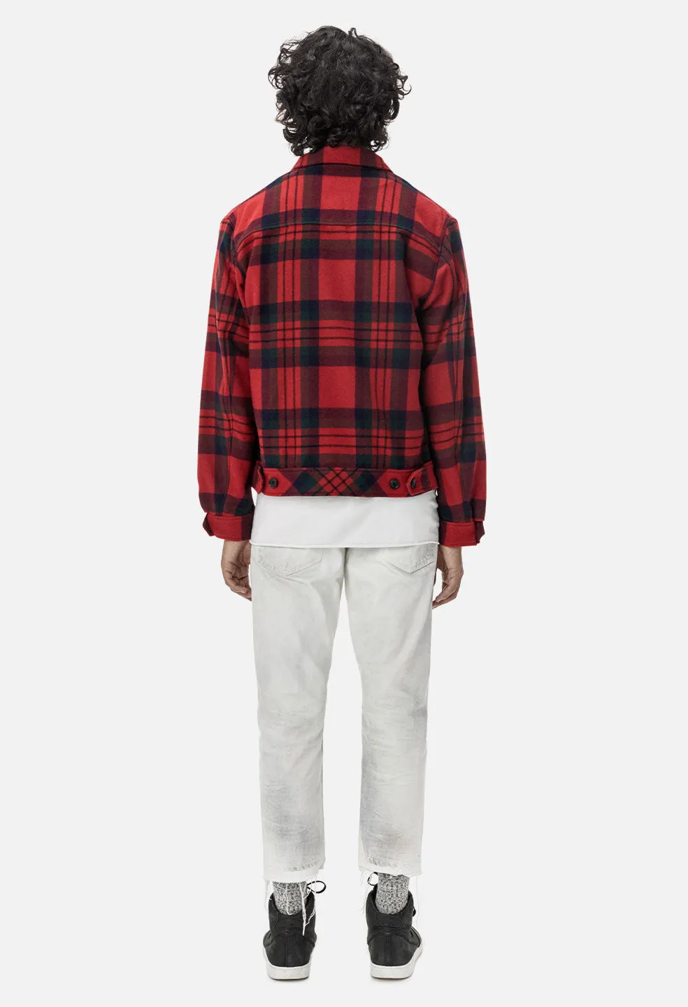 Flannel Zip Blouson / Red Plaid