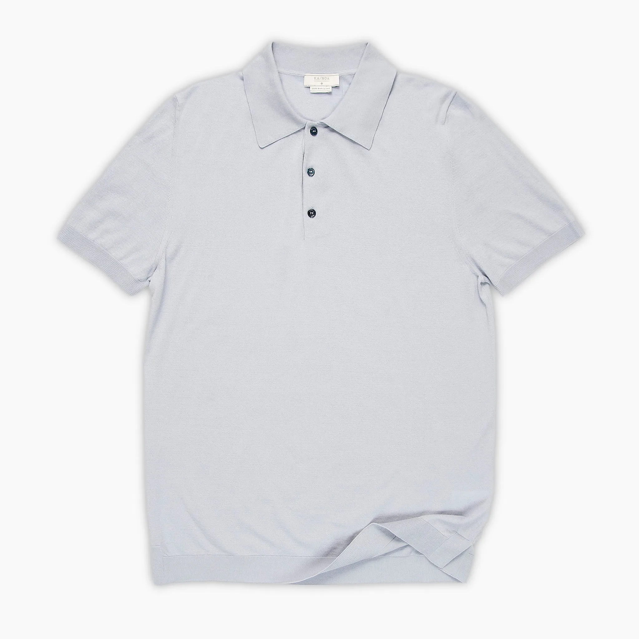 Florent short-sleeved knitted t-shirt in compact Egyptian cotton in stone grey