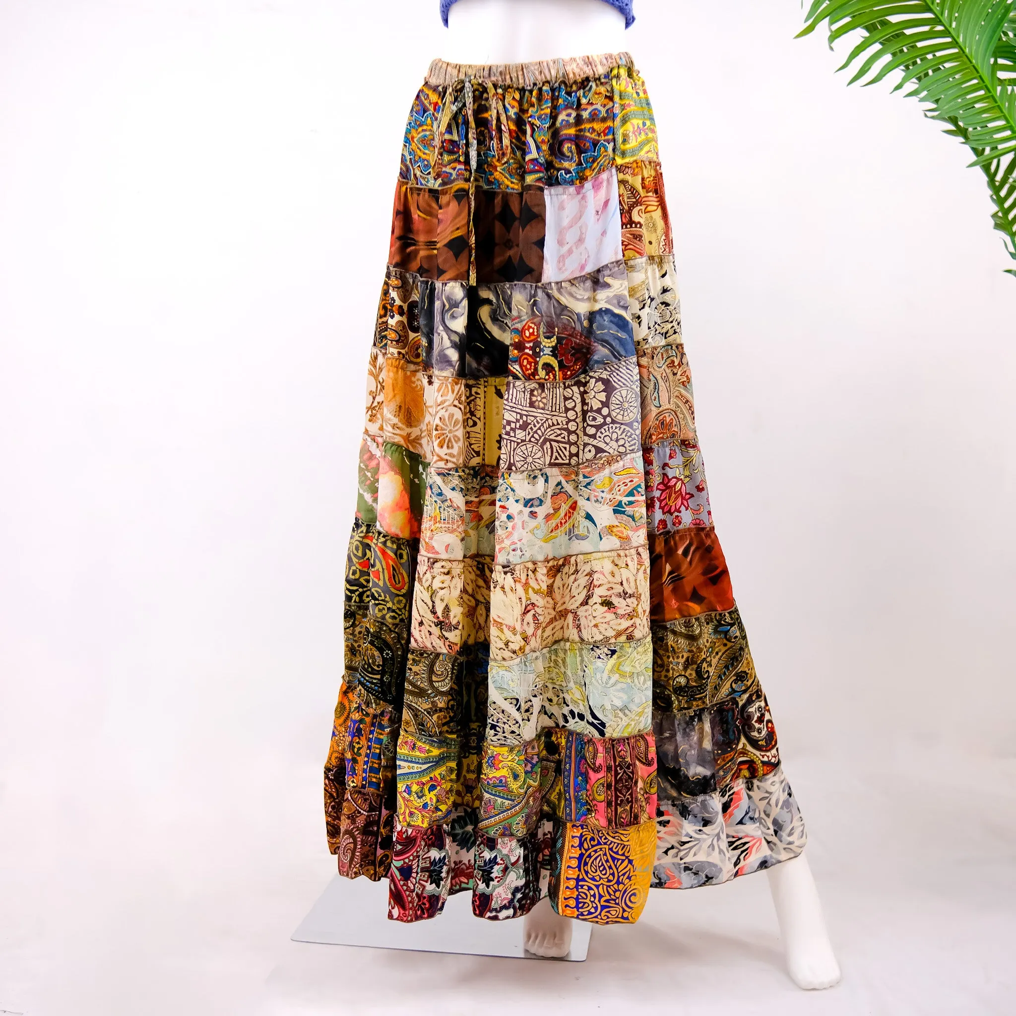 Flowy Patchwork Tiered Skirt