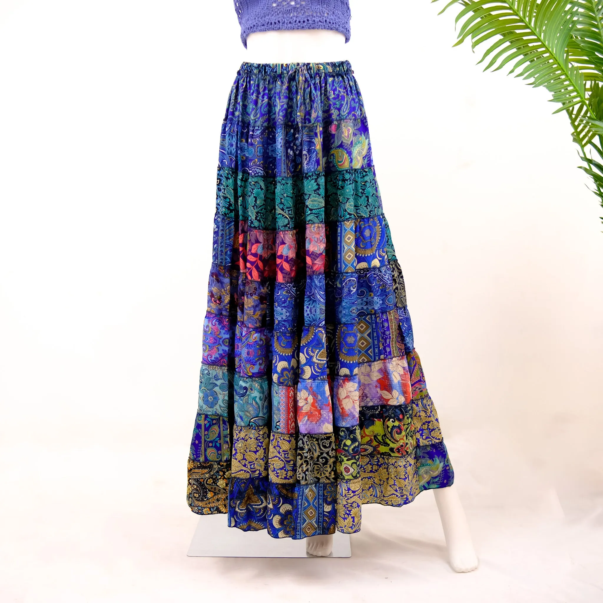 Flowy Patchwork Tiered Skirt