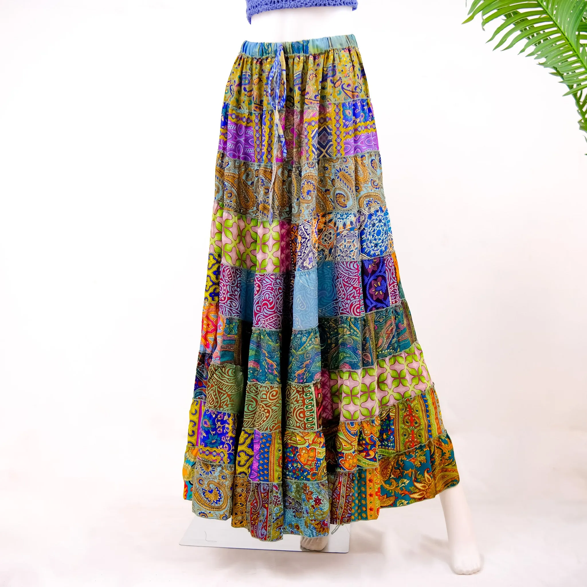 Flowy Patchwork Tiered Skirt