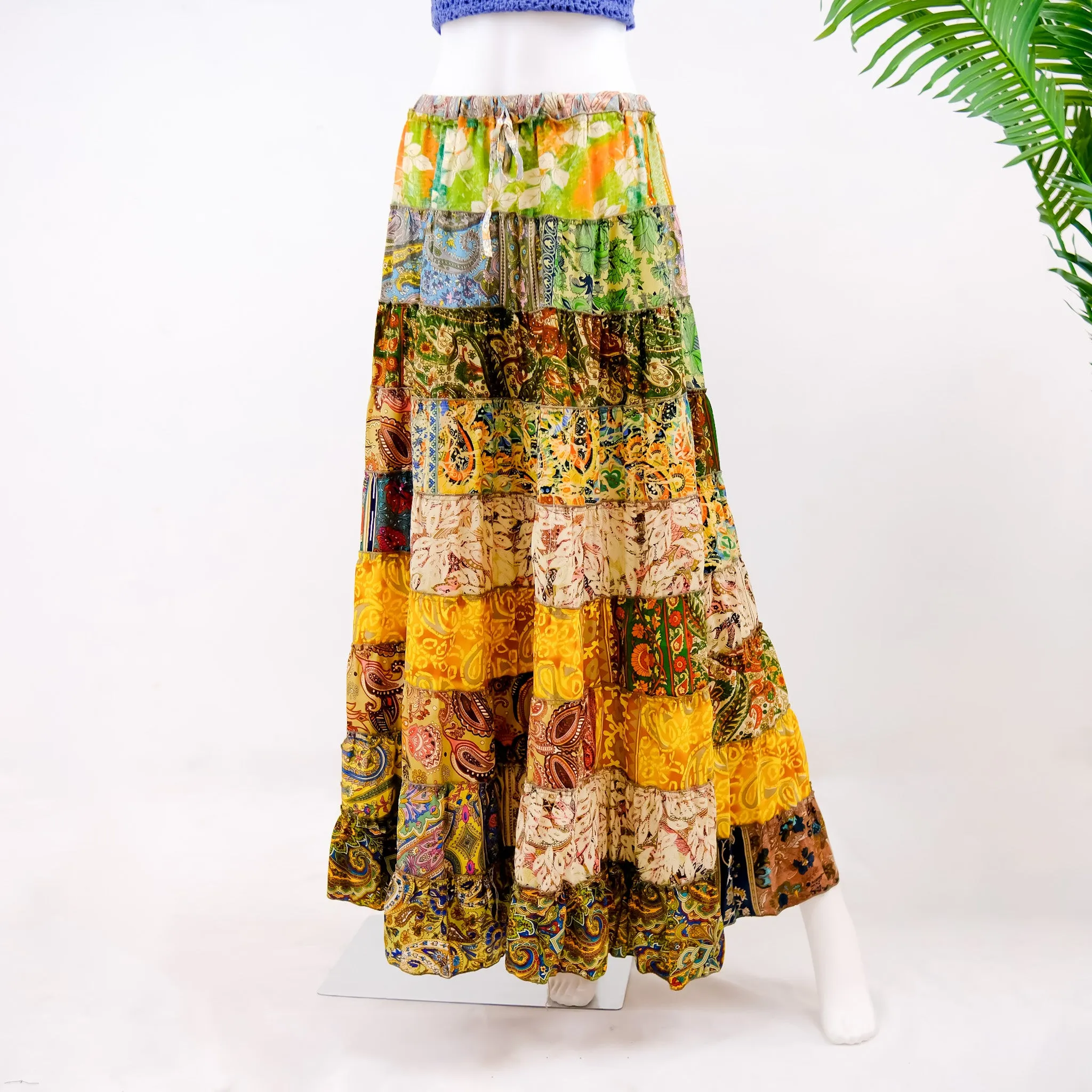 Flowy Patchwork Tiered Skirt