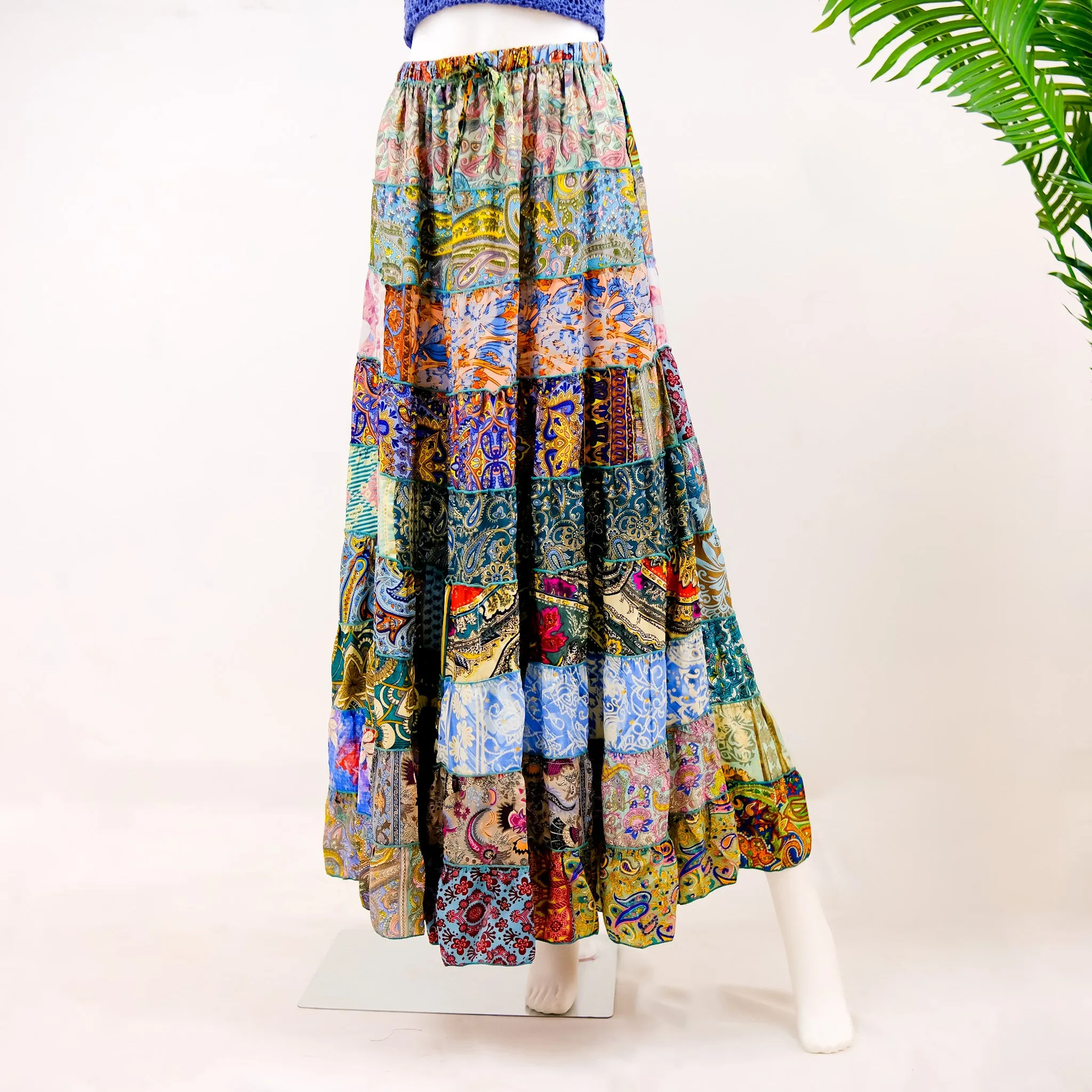 Flowy Patchwork Tiered Skirt