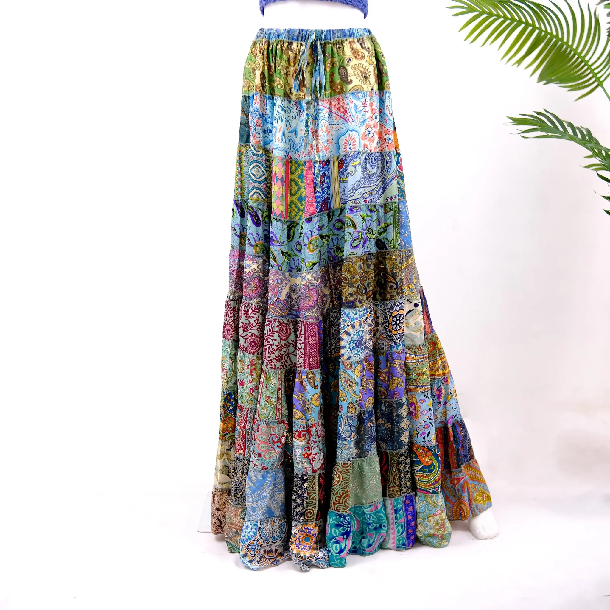 Flowy Patchwork Tiered Skirt