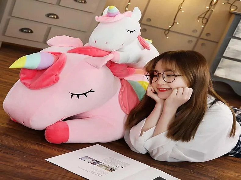 Giant Unicorn Plush Toy Soft Sitting Stuffed Popular Cartoon Unicorn Dolls Animal Horse Toys