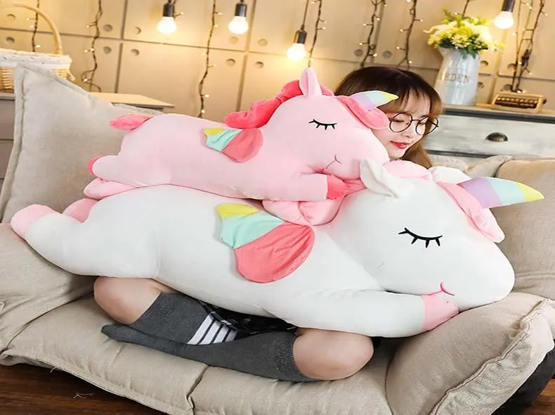 Giant Unicorn Plush Toy Soft Sitting Stuffed Popular Cartoon Unicorn Dolls Animal Horse Toys