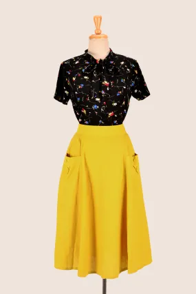 Gigi Mustard Linen Skirt