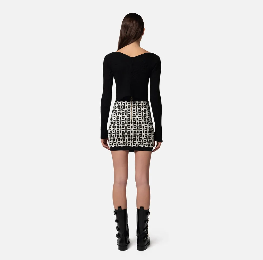 GK95Z41E2 Logo pattern jacquard skirt