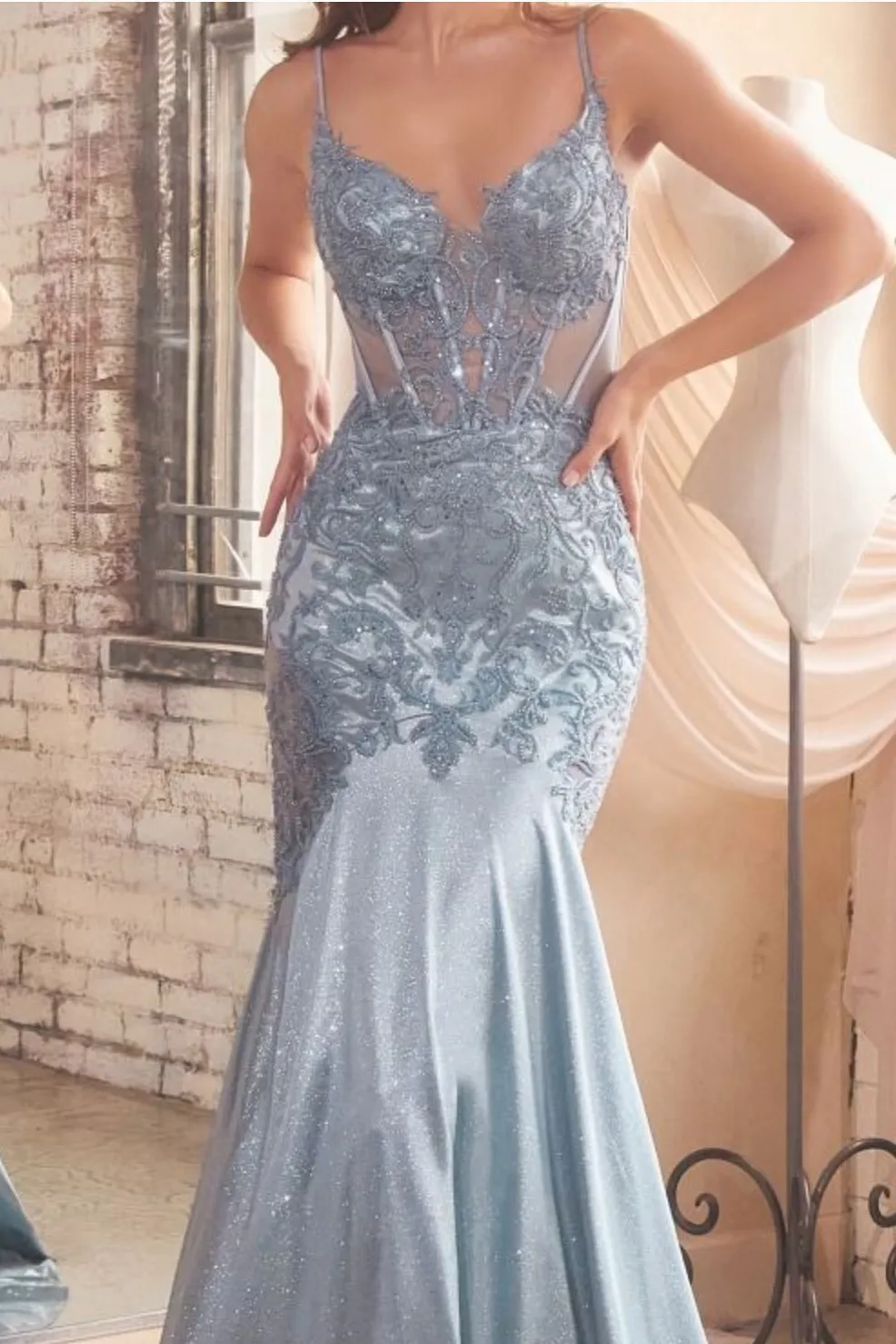 GLITTER & LACE MERMAID GOWN