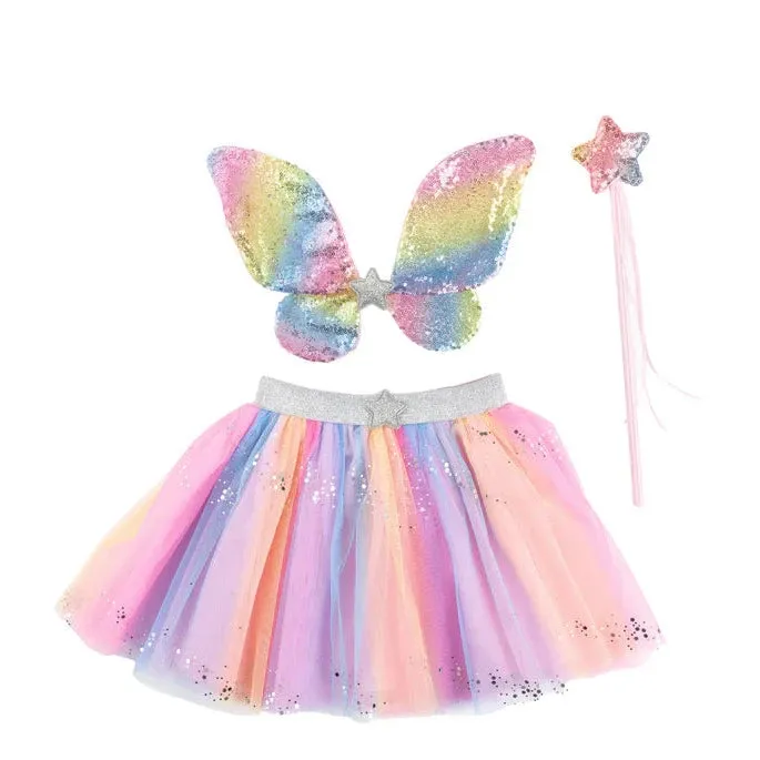 Great Pretenders Rainbow Sequins Skirt, Wings & Wand Set