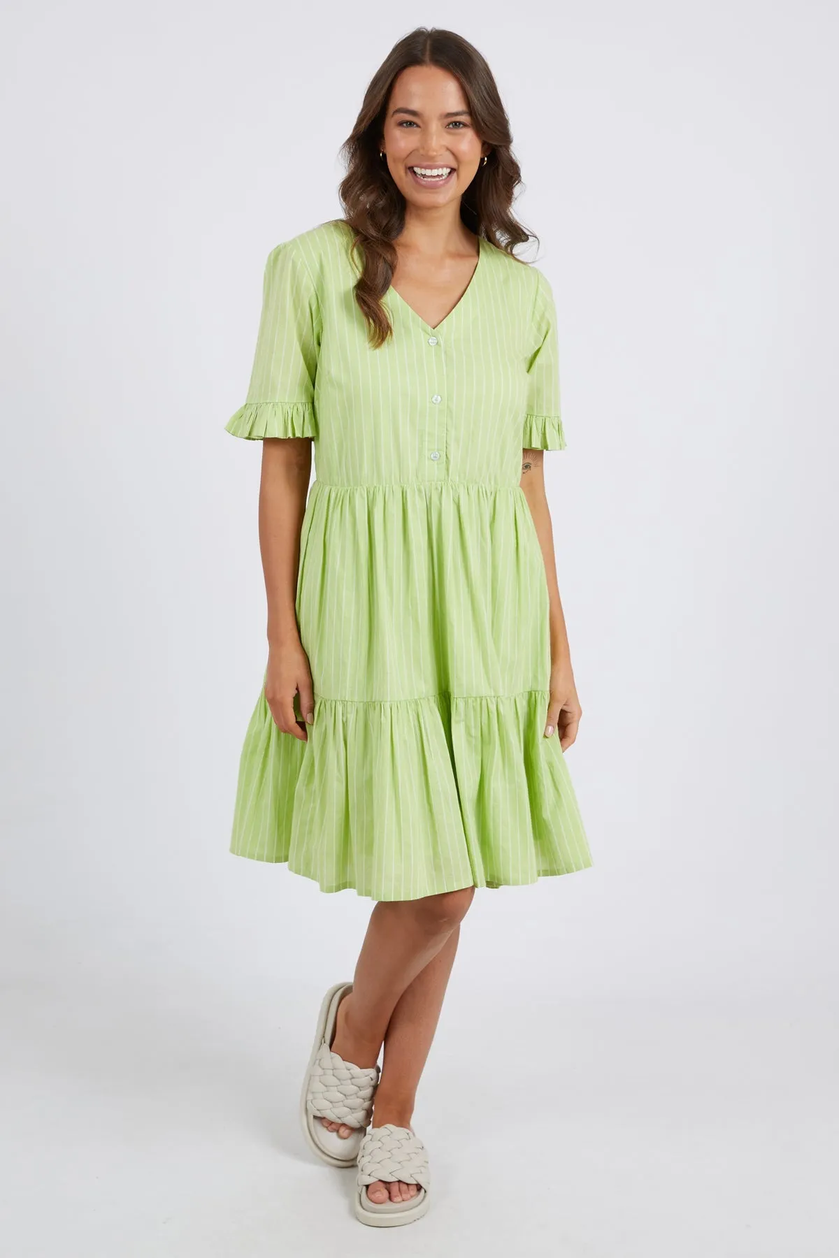 Hailey Keylime Stripe Tiered Dress