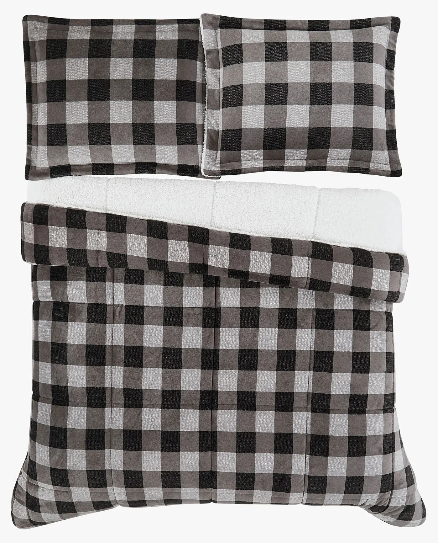 HERRINGBONE PLAID 3 PIECE COMFORTER SET