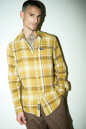 Honey Brown Plaid Regular Fit Shirt