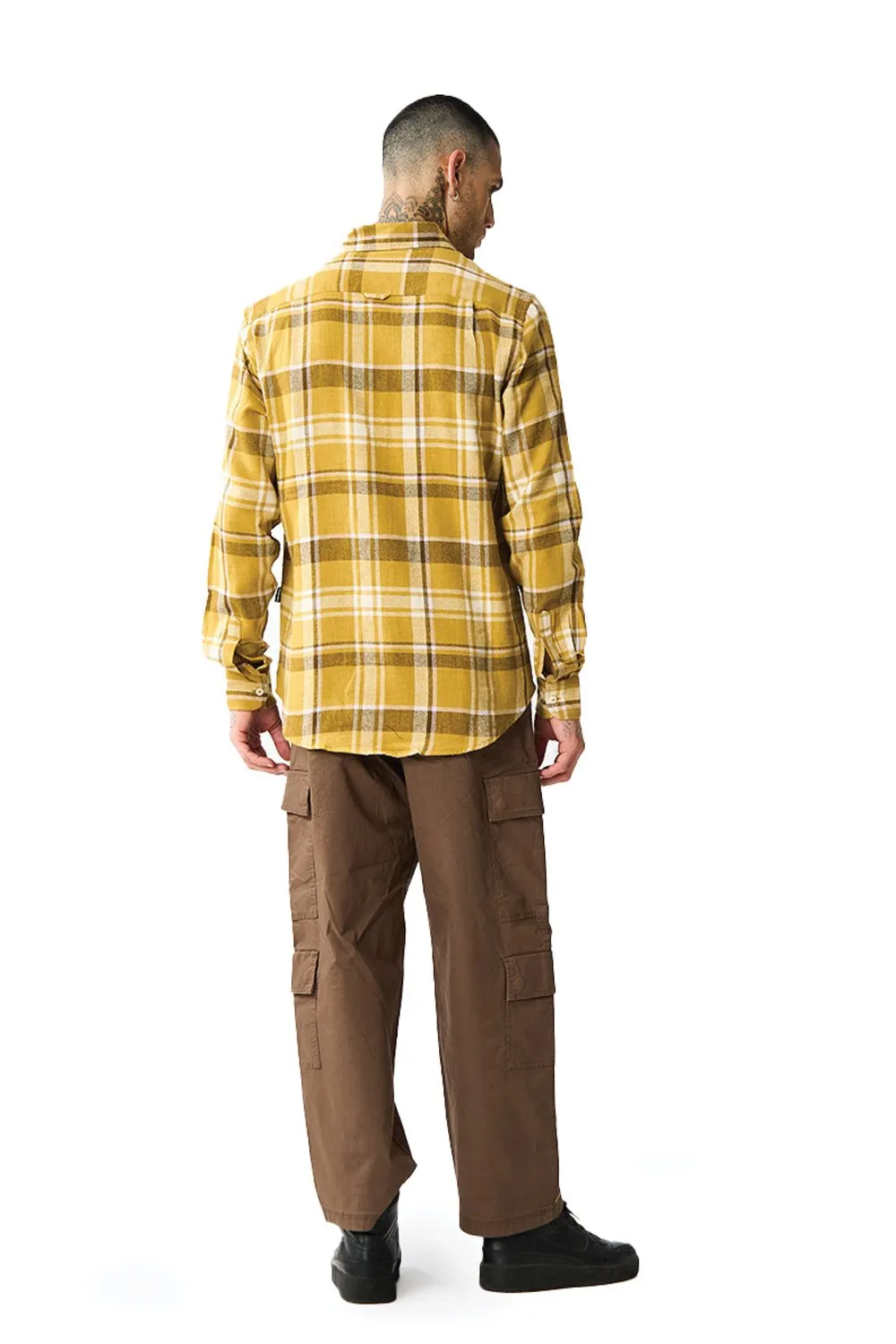 Honey Brown Plaid Regular Fit Shirt