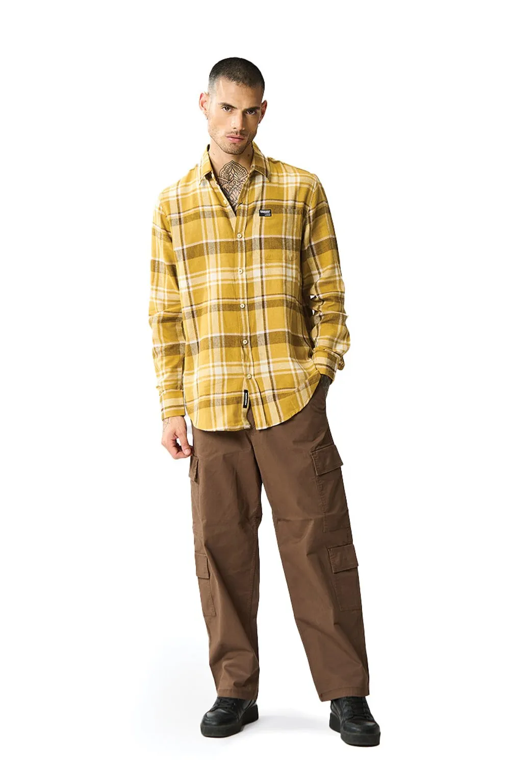 Honey Brown Plaid Regular Fit Shirt