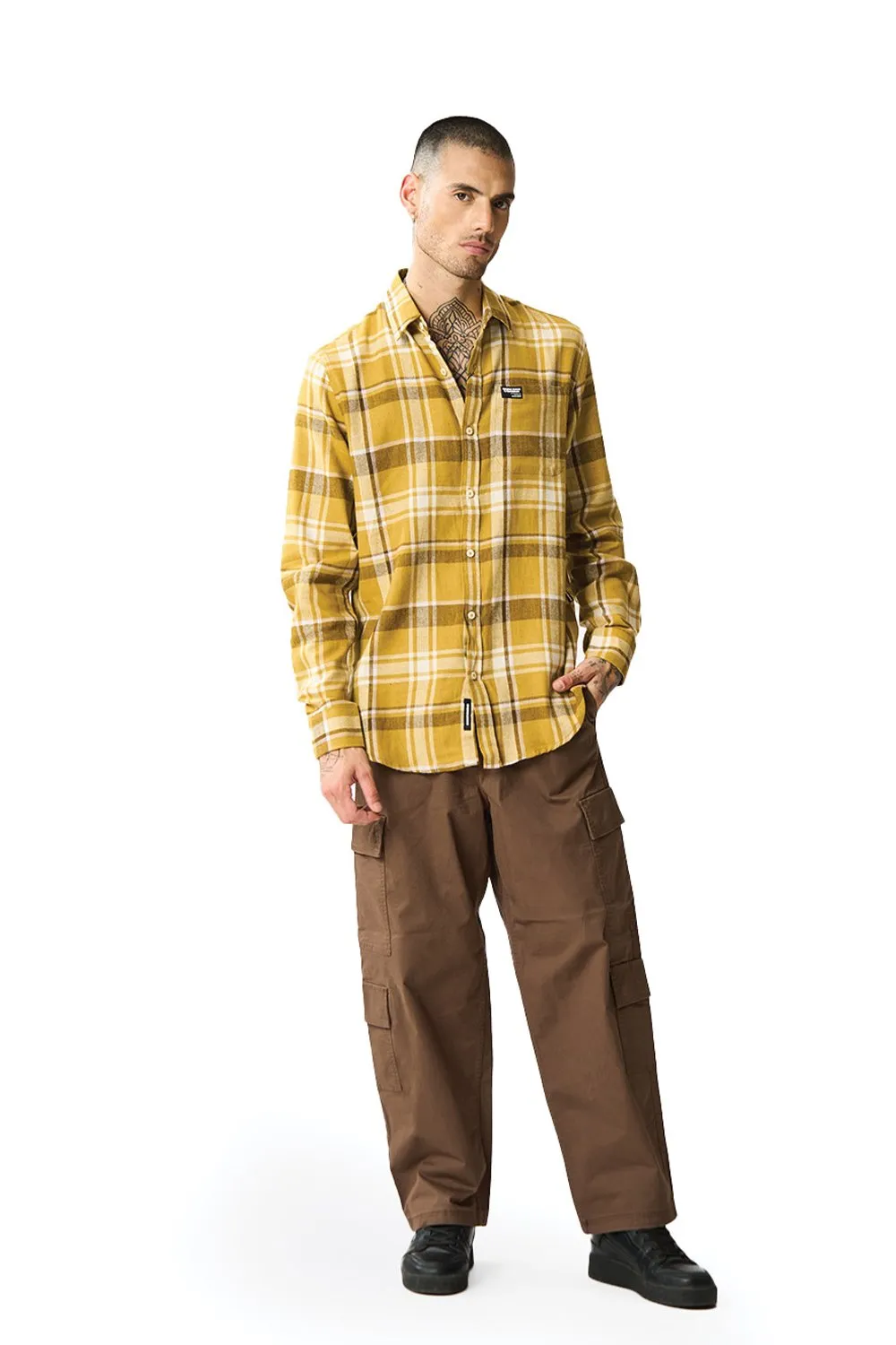 Honey Brown Plaid Regular Fit Shirt