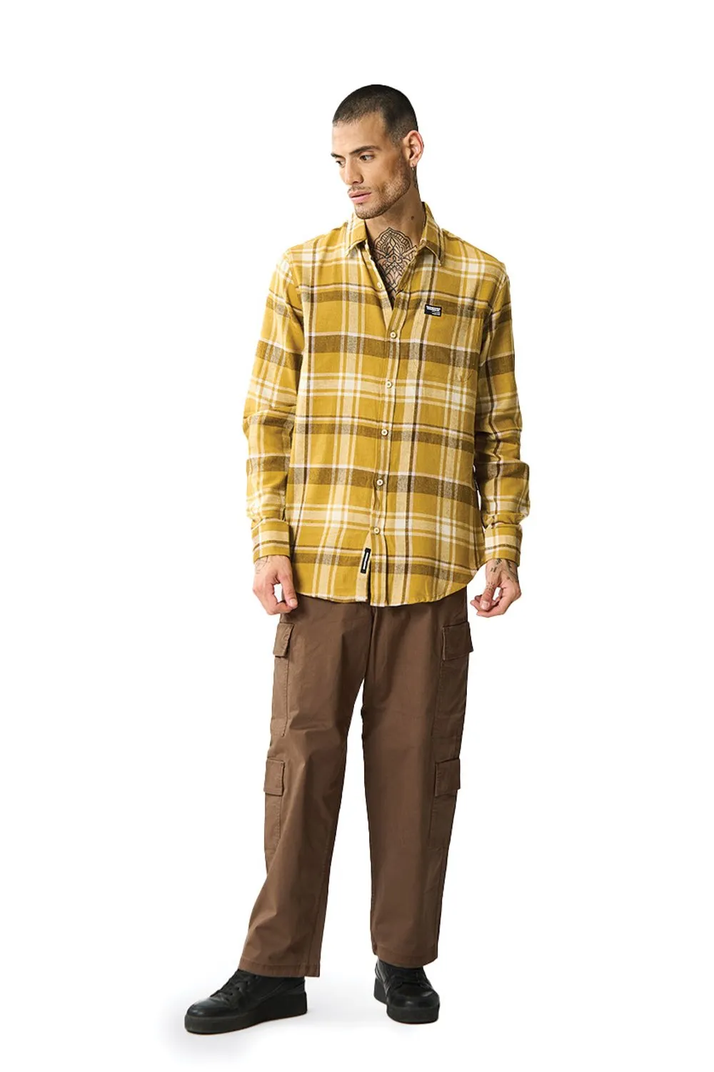 Honey Brown Plaid Regular Fit Shirt