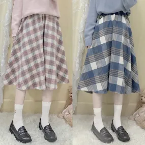 JAPANESE WOOL PLAID MID-LENGTH SKIRT BY63133